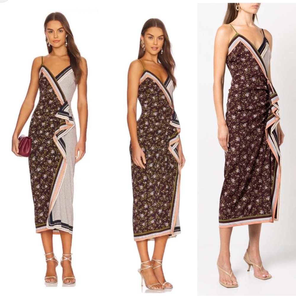 Veronica Beard Multicolor Floral Midi Dress